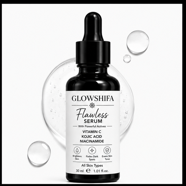 GLOWSHIFA Flawless Serum with Vitamin C, Kojic Acid & Niacinamide | Brightening Face Serum for Dark Spots, Pigmentation & Uneven Skin Tone | Lightweight Daily Glow Serum for All Skin Types | 30 ml