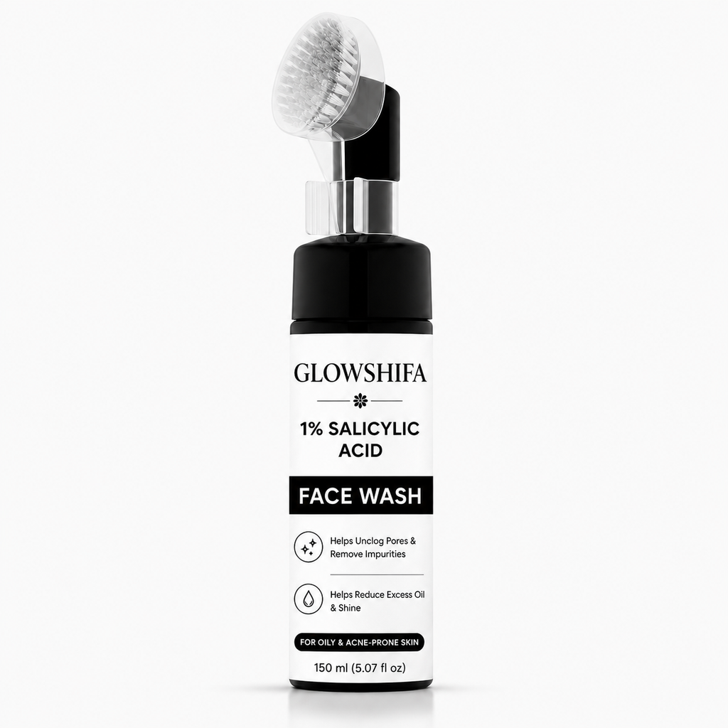 GLOWSHIFA Face Wash, Deep Cleansing & Oil Control, with Natural Green Tea Extract, for All Skin Types, 150 ml (1% Salicylic Acid Facewash)