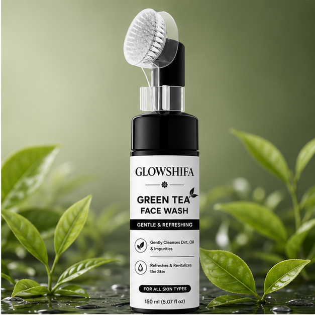 GLOWSHIFA Face Wash, Deep Cleansing & Oil Control, with Natural Green Tea Extract, for All Skin Types, 150 ml (Green Tea Facewash)