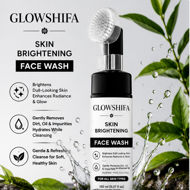 GLOWSHIFA Face Wash, Deep Cleansing & Oil Control, with Natural Green Tea Extract, for All Skin Types, 150 ml (Skin Brightening Facewash)