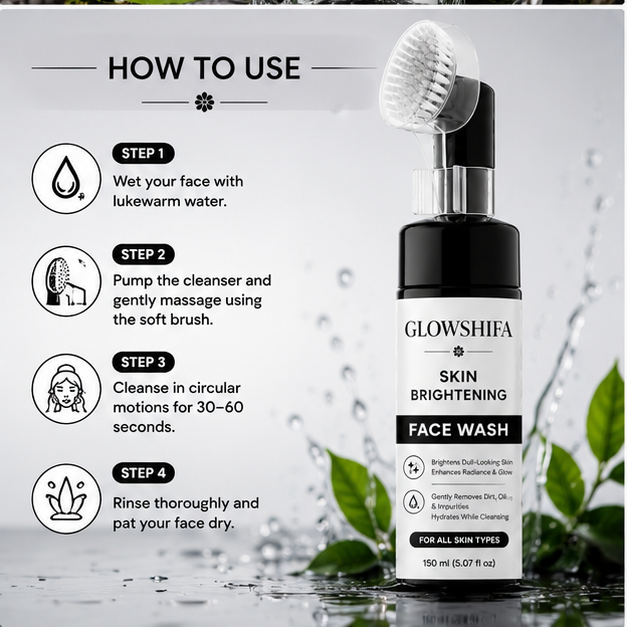 GLOWSHIFA Face Wash, Deep Cleansing & Oil Control, with Natural Green Tea Extract, for All Skin Types, 150 ml (Skin Brightening Facewash)
