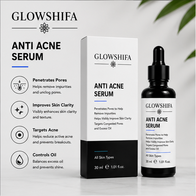 GLOWSHIFA Face Serum, Helps Fight Acne, Calms Redness, Prevents Breakouts, 30 ml (Anti Acne Serum)