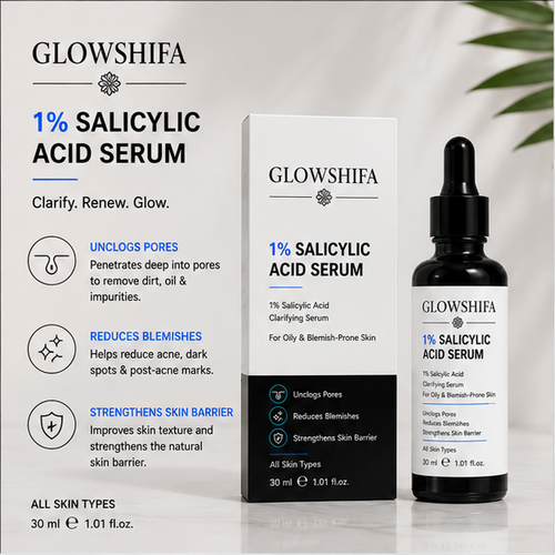GLOWSHIFA Face Serum, Helps Fight Acne, Calms Redness, Prevents Breakouts, 30 ml (1% Salicylic Acid Serum)