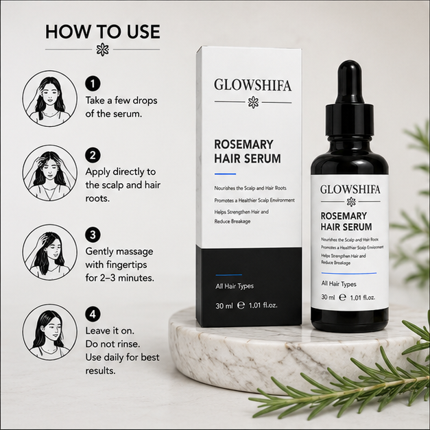 GLOWSHIFA Face Serum, Helps Fight Acne, Calms Redness, Prevents Breakouts, 30 ml (Rosemary Hair Serum)