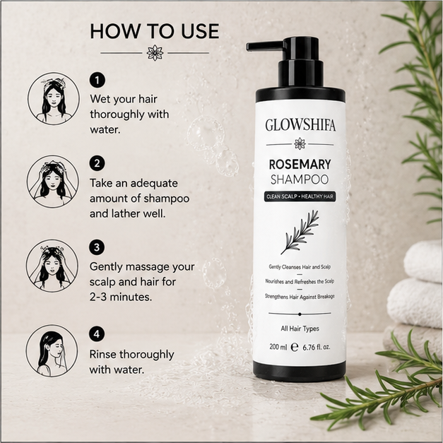 GLOWSHIFA Repair Shampoo, Damage Repair, Nourishing, Smoothening, All Hair Types, 200 ml (Rosemarry Shampoo)