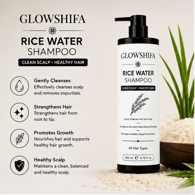 GLOWSHIFA Repair Shampoo, Damage Repair, Nourishing, Smoothening, All Hair Types, 200 ml (Rice Water Shampoo)