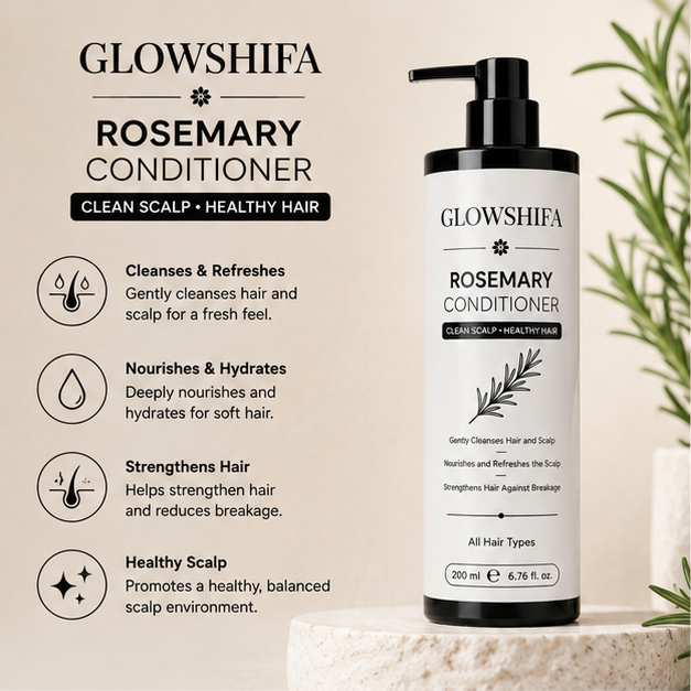 Glowshiifa Conditioner, Anti Hair Fall, Frizz-Free, Boosts Hair Growth, All Hair Types, 200 ml (Rosemarry Conditioner)