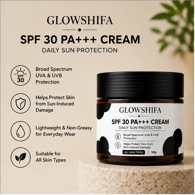GLOWSHIFA Face Cream for All Skin Types, Long-Lasting Hydration, Soft & Supple Skin, 50g (SPF 30 PA+++ Cream)