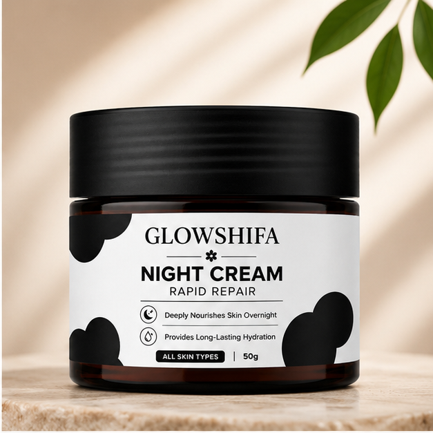 GLOWSHIFA Night Cream Face Cream for All Skin Types, Long-Lasting Hydration, Soft & Supple Skin, 50g