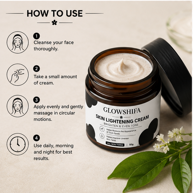 GLOWSHIFA Face Cream for All Skin Types, Long-Lasting Hydration, Soft & Supple Skin, 50g (Skin Lightening Cream)