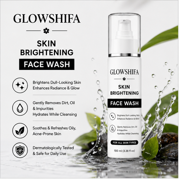 GLOWSHIFA Face Wash, Brightens Dull-Looking Skin, Enhances Radiance, for All Skin Types, 100 ml (Skin Brightening Facewash)