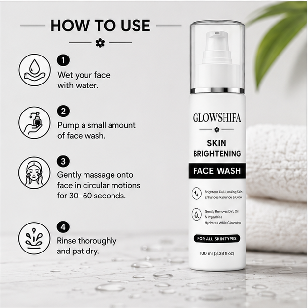 GLOWSHIFA Face Wash, Brightens Dull-Looking Skin, Enhances Radiance, for All Skin Types, 100 ml (Skin Brightening Facewash)
