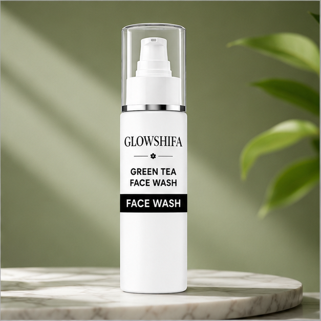 GLOWSHIFA Face Wash, Brightens Dull-Looking Skin, Enhances Radiance, for All Skin Types, 100 ml (Green Tea Facewash)